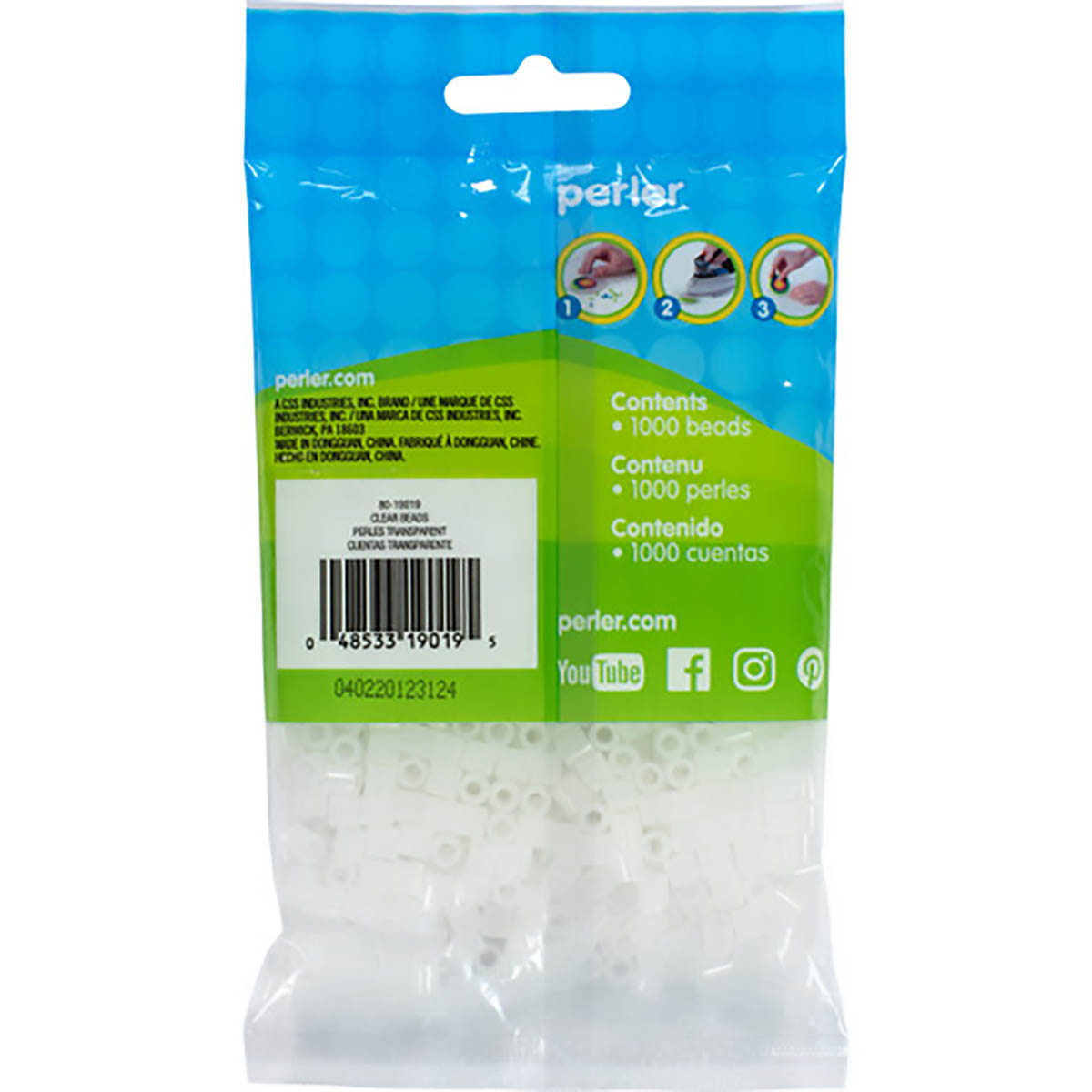 1.000 Perler Beads - Clear